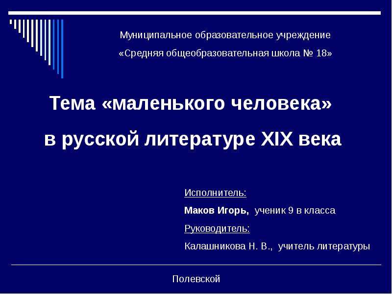 Презентация тема маленького человека в литературе 19 века