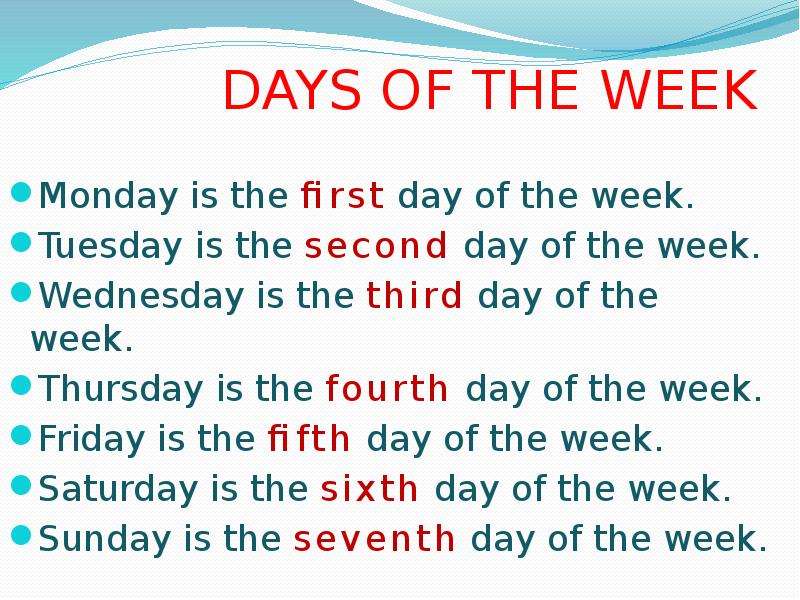 Days of the week презентация 3 класс