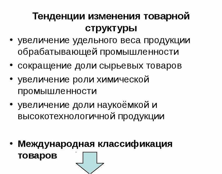 Тенденции международной торговли товарами. Изменения в товарной структуре мировой торговли. Изменение товарной структуры. Изменение структуры мировой торговли. Тенденция изменения.