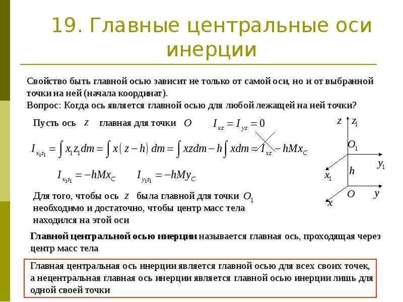 Каким количеством осей. Главные центральные оси. Главные оси инерции тела. Положение главных центральных осей инерции. Центральная ось.