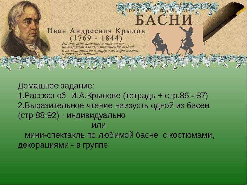 Проект басни крылова 5 класс по литературе