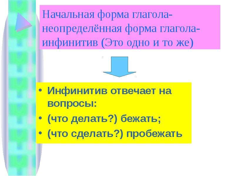 Ручеек начальная форма. Морфологический разбор глагола в неопределенной форме. Разбор глагола в неопределенной форме. Инфинитив начальная форма глагола. Морфологический разбор инфинитива глагола.