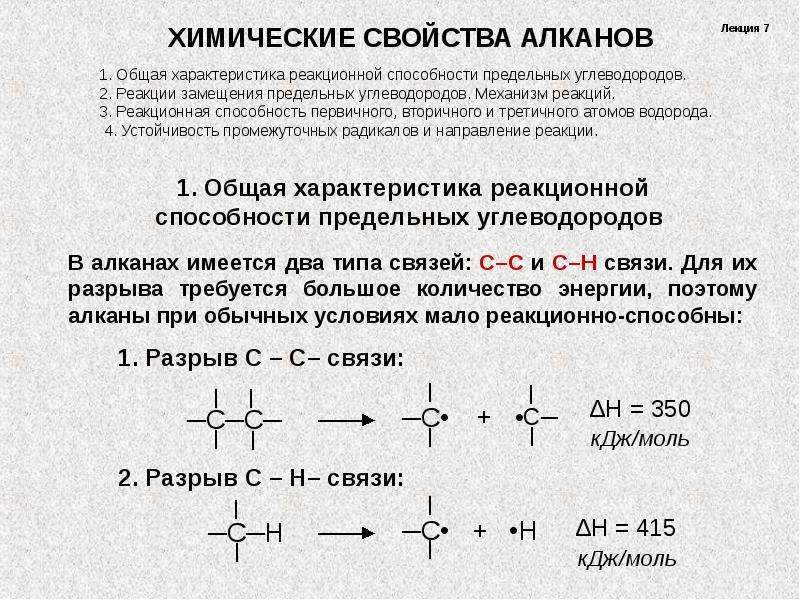 Химические свойства предельных углеводородов на примере. Алканы реакционная способность. Взаимосвязь алканов реакции. Характерные химические реакции алканов. Алканы механизмы реакций.