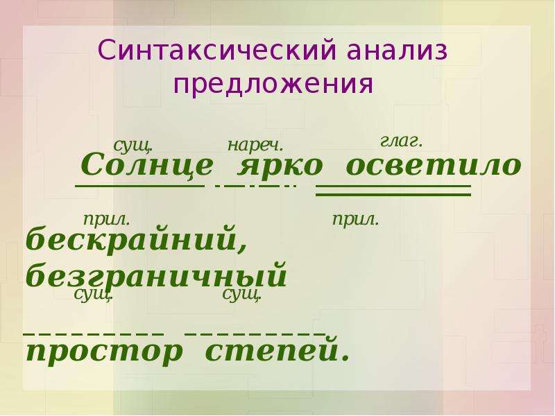 Сделайте синтаксический разбор предложения школьный конкурс продолжается дети несут рисунки