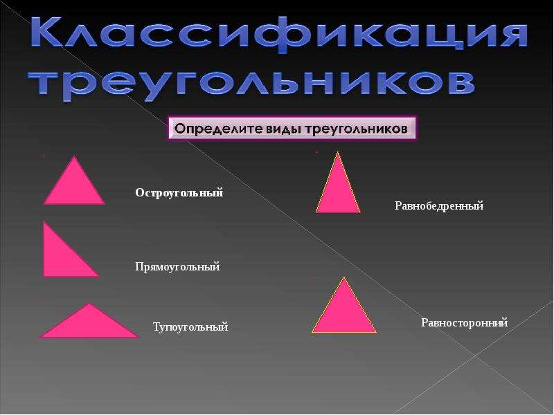Треугольник для презентации. Виды треугольников. Сведения о треугольниках. Презентация по геометрии.