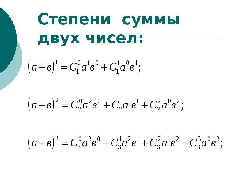 Сумма степеней. Формулы сокращенного умножения Бином Ньютона. Степень суммы двух чисел формула. Сумма в 3 степени. Сумма в 3 степени формула.