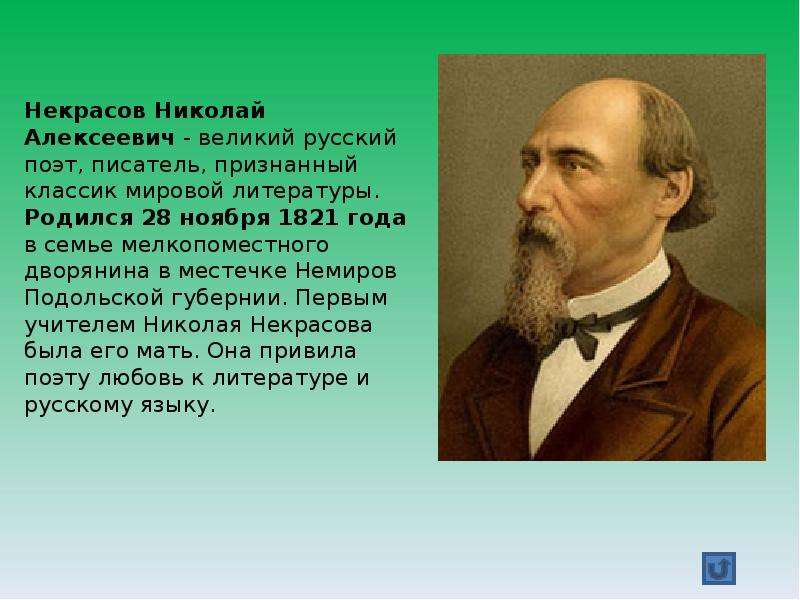 Николай алексеевич некрасов школьник презентация 4 класс