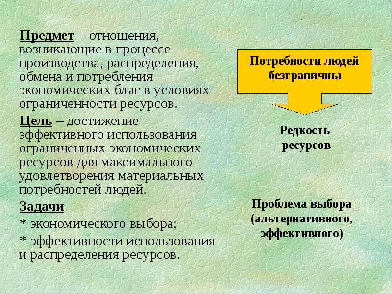 Два ресурса. Потребление в отношениях. Ресурсы производство распределение. Проблема ограниченности возникает только в процессе производства. Выбор того как использовать ресурсы происходит только в процессе.