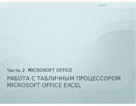 Работа с табличным процессором Microsoft Office Excel Часть 2. MICROSOFT OFFICE