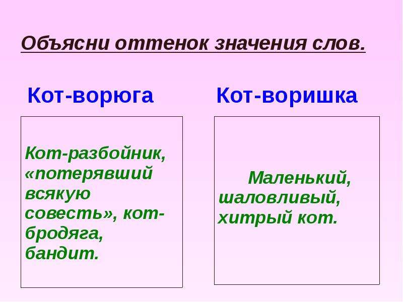 Сравни значение слов. Оттенки значения глаголов. Оттенок значения слова это. Оттенок слова ворюга в рассказе кот-ворюга. Ворюга значение слова.