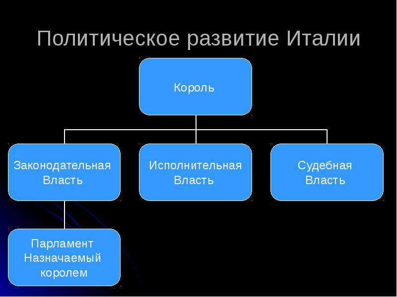 Схема высших государственных органов италии в 19 веке