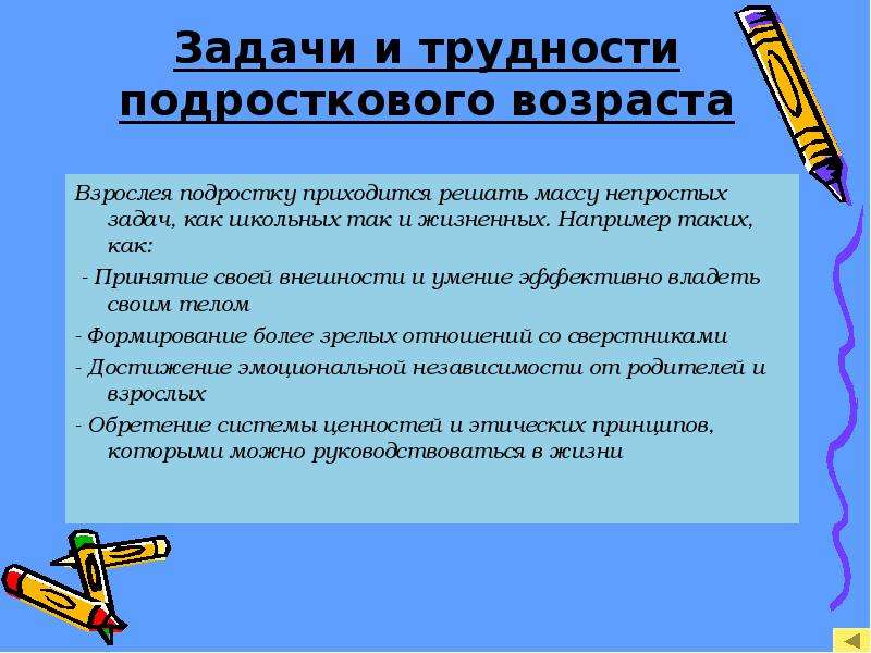 Презентация по теме задачи и трудности подросткового возраста