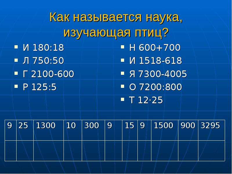 5 125 математика. Как называется наука изучающая птиц. 180.