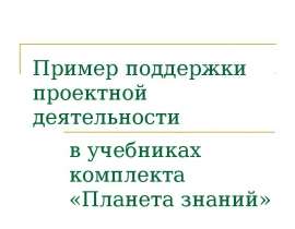 Пример поддержки проектной деятельности