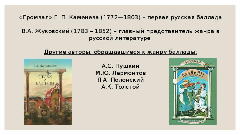 Романтическая баллада в русской литературе презентация