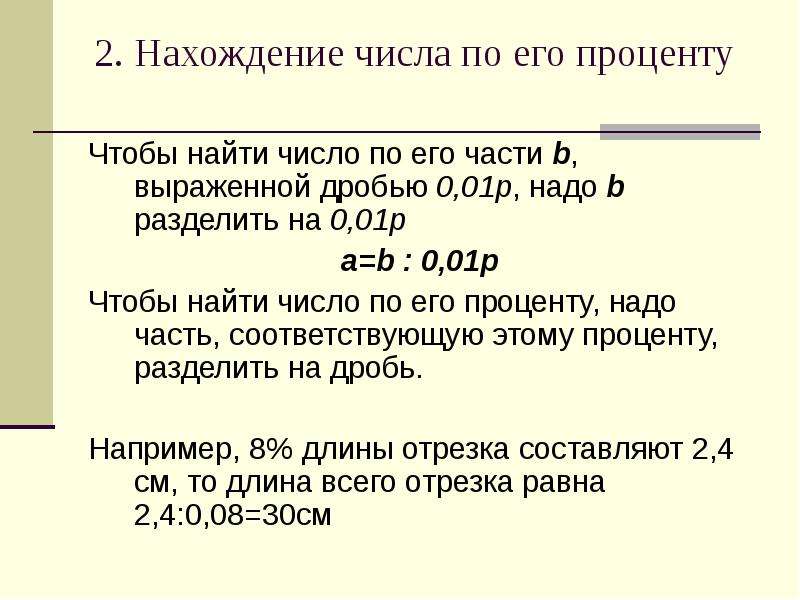 Нахождение числа по процентам 5 класс презентация