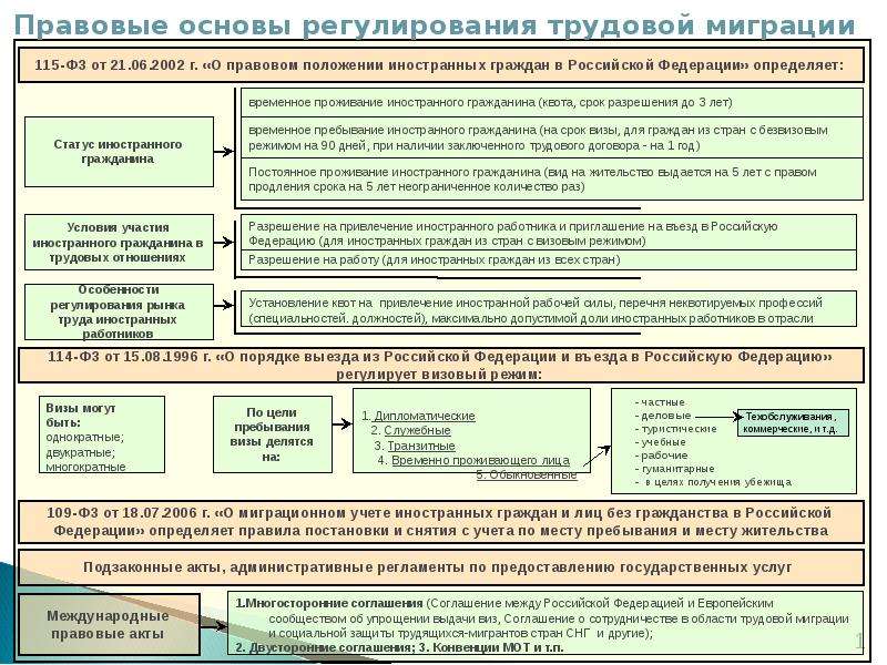 Трудовые обязанности иностранных граждан. Регулирование трудовой миграции. Правовое регулирование труда иностранных граждан.