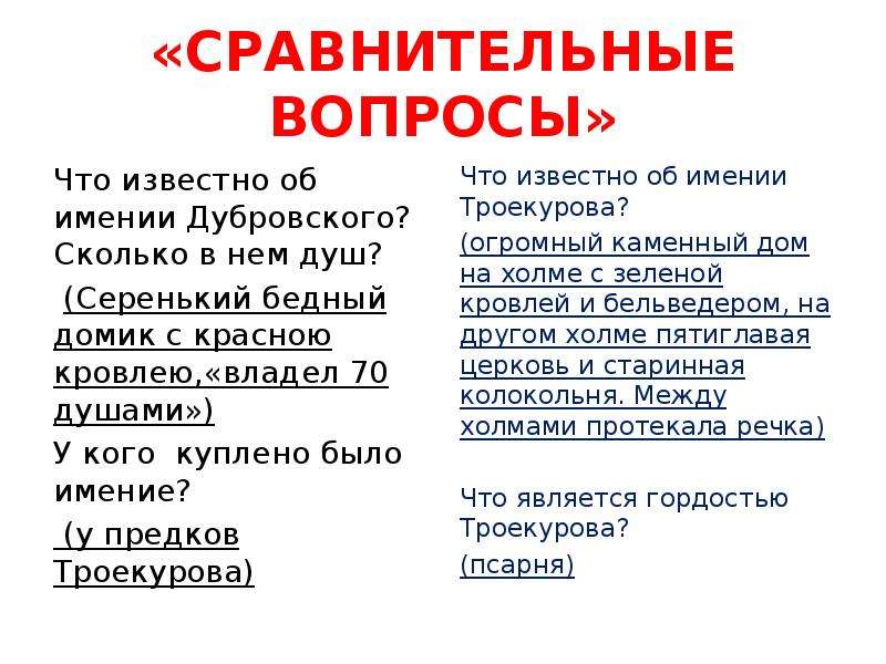 Положение андрея дубровского. Сравнительная характеристика Троекурова и Дубр. Сравнительная характеристика Дубровского и Троекурова. Сходства и различия Троекурова и Дубровского. Дубровский таблица.