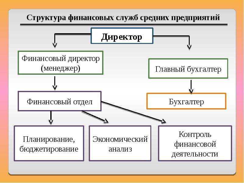 Схема финансовой службы организации