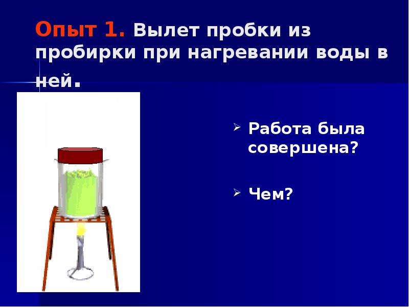 Внутренняя энергия вариант 1. При нагревании жидкости в пробирке. Опыт нагрева воды в стакане. Нагревание воды в пробирке с пробкой. Изобразить нагревание воды в пробирке.