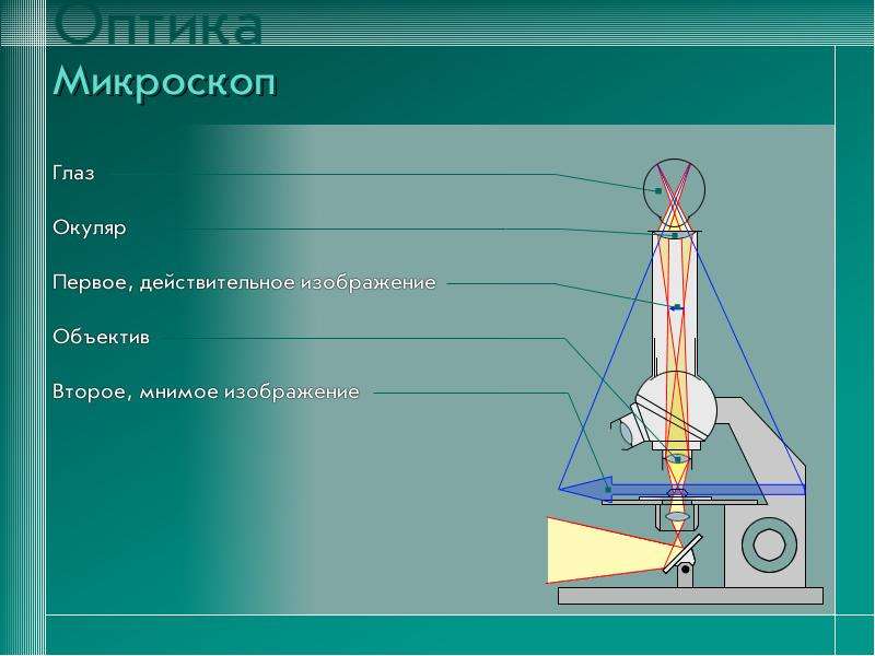 Построение изображения в микроскопе физика