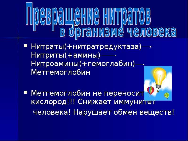 Нитраты нитриты и метгемоглобин. Доклад на тему нитрат.