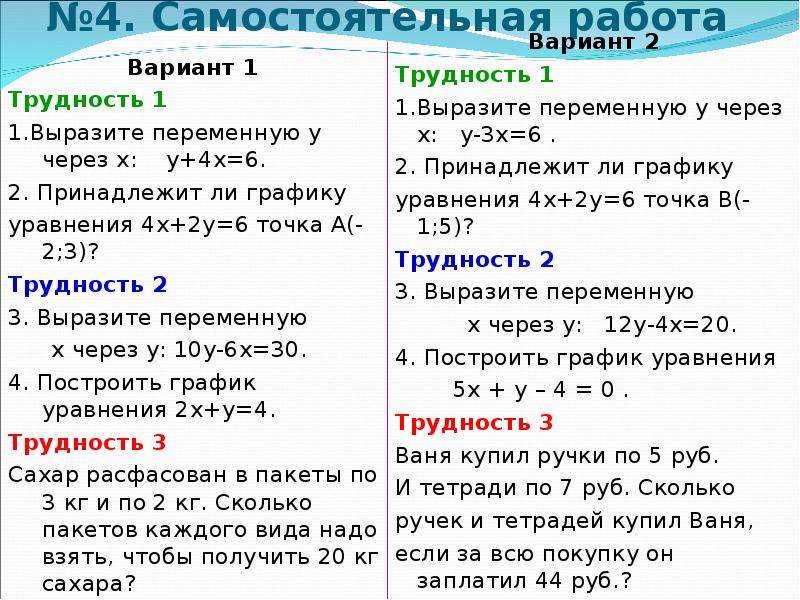 График уравнения с двумя переменными 7 класс презентация