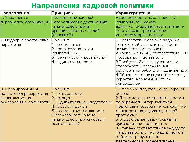 Кадровое направление. Направления кадровой политики. Направления и принципы кадровой политики. Основные направления кадровой политики. Характеристики основных направлений кадровой политики.