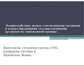 Взаимодействие между таможенными органами и контролирующими государственными органами на таможенной границе Выполнили: сту