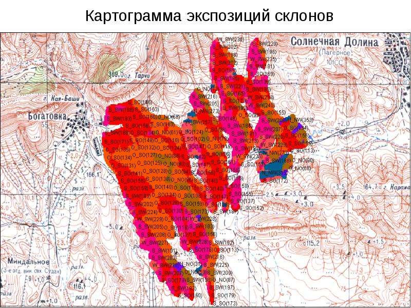 Карта экспозиции склонов