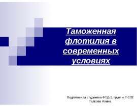 Таможенная флотилия в современных условиях Подготовила студентка ФТД-1, группы Т-102 Телкова Алина