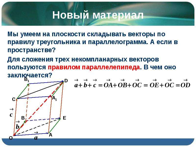 Презентация векторы в пространстве 10 класс атанасян