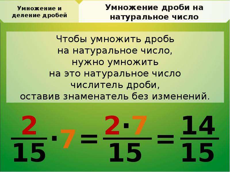 Презентация 5 класс умножение обыкновенной дроби на натуральное число 5