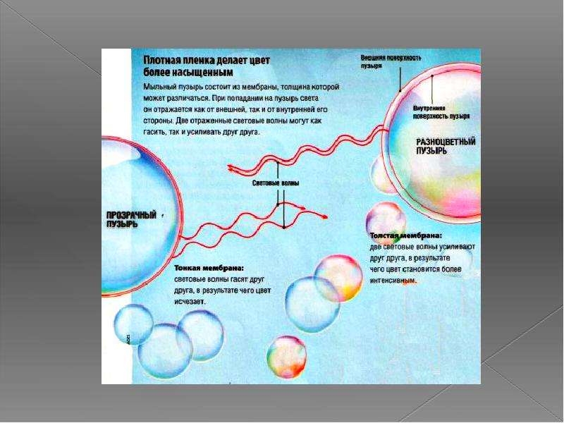 Какое явление объясняет окраску мыльных пузырей. Схема строения пленки мыльного пузыря.. Мыльные пузыри физика. Структура стенки мыльного пузыря. Окраска мыльного пузыря.