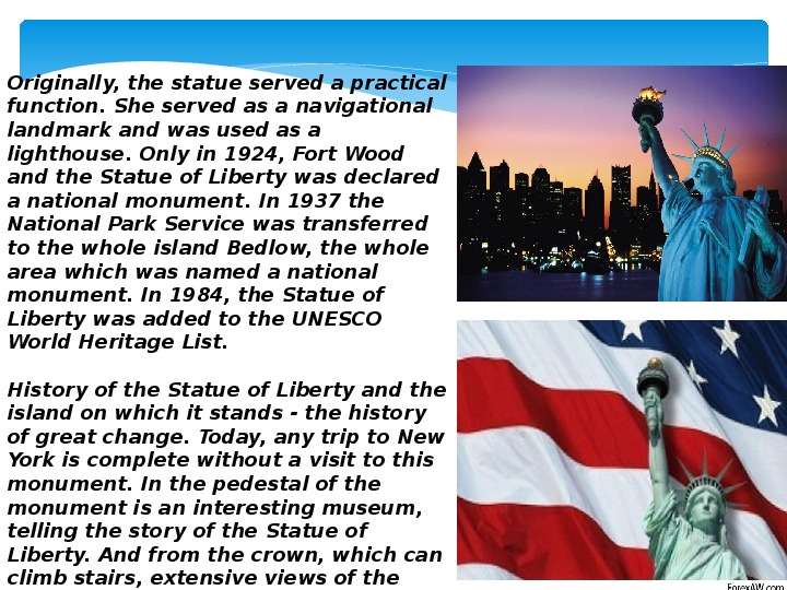 Презентация по английскому языку на тему: Достопримечательности США. Статуя Свободы 6 класс, слайд №10