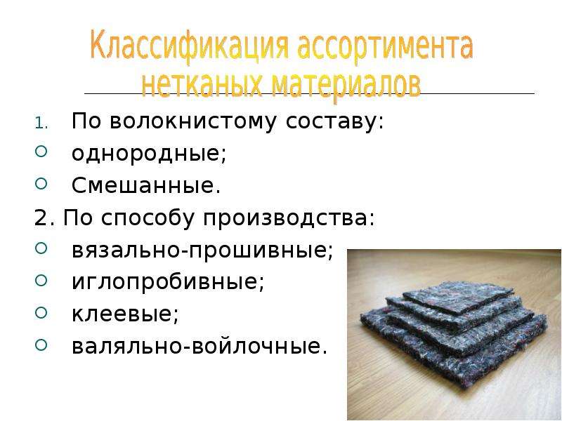 Искусственный б. Классификация нетканых материалов. Способы изготовления нетканых материалов. Ассортимент нетканых материалов. Классификация нетканых полотен.