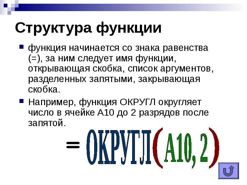 Открыл скобки закрыл. Структура функции. Структура сам функция. Функции округления чисел в информатике. Знак разделяющий Аргументы функций в формулах.