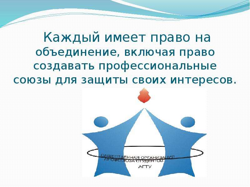 Объяснение каждой. Каждый имеет право на объединение. Право на объединение. Каждый имеет право на объединение для защиты своих интересов. Право на объединение включая право создавать профессиональные Союзы.