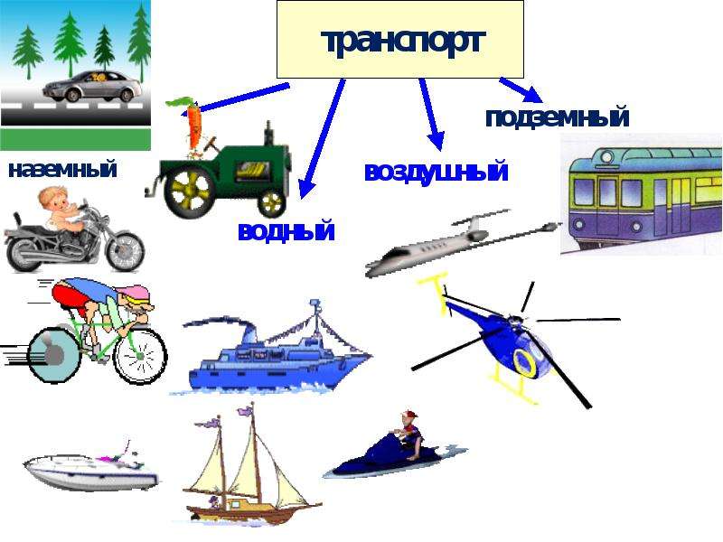 Транспорт наземный воздушный водный подземный картинки для детей