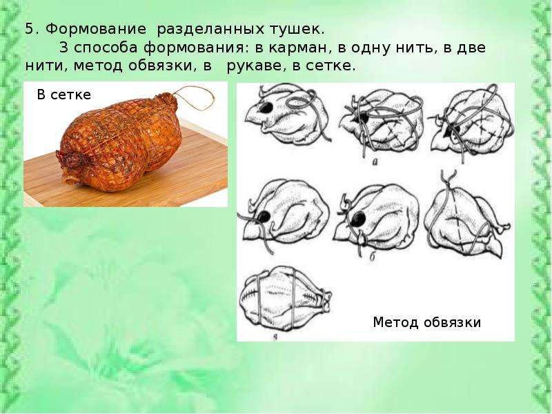 Презентация виды заправки тушек домашней птицы дичи кулинарное назначение