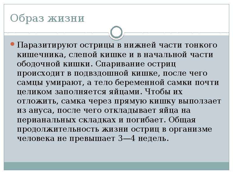 Острица смена хозяев. Какой образ жизни ведет Острица. Продолжительность жизни острицы. Цикл жизни остриц.