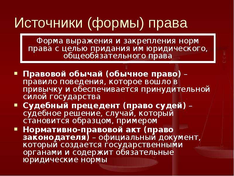 Виды источников права презентация