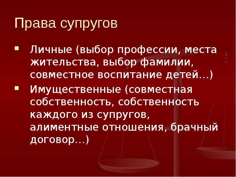 Фамилия выборов. Право для презентации. Права для презентации. Право выбора супругами фамилии. Трудовое право супругов.