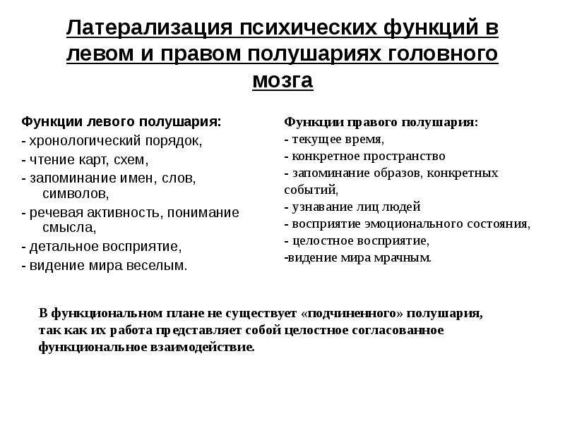 Функции левого и правого мозга. Функции левого и правого полушария головного мозга в психологии. Латерализация психических функций. Латерализация функций головного мозга. Латерализация функций полушарий..