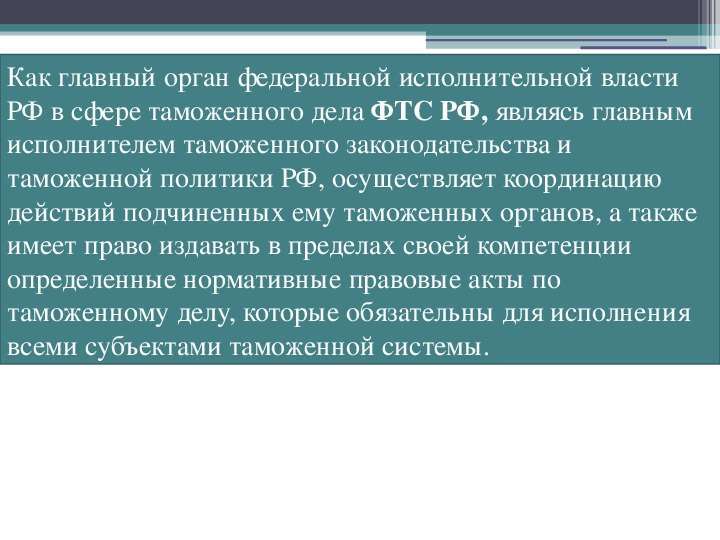 Роль и место ФТС в системе органов государственной исполнительной власти., слайд №5