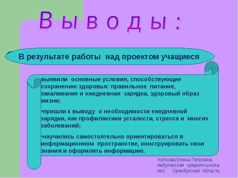 Вывод про зож проект