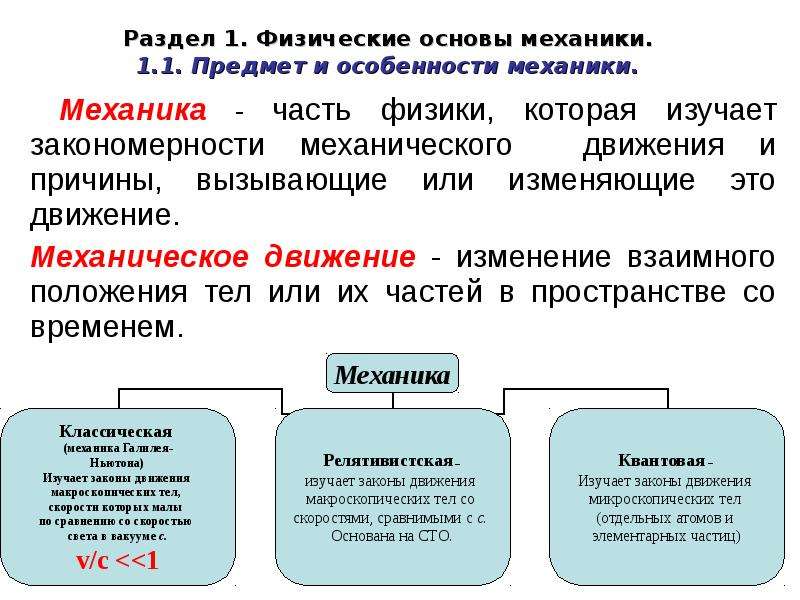 Предмет и задачи механики. Предмет классической механики. Что изучает предмет механика. Разделы классической механики.