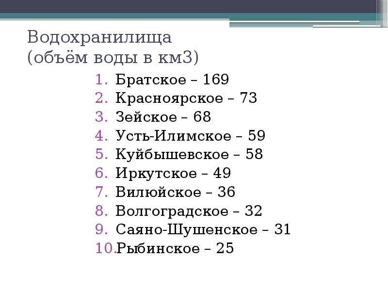 Количество водохранилищ. Водохранилища Братское Красноярское Куйбышевское Волгоградское. Водохранилища Братское Куйбышевское Рыбинское на карте. Водохранилища Куйбышевское Рыбинское Цимлянское. Братское, Куйбышевское, Рыбинское..