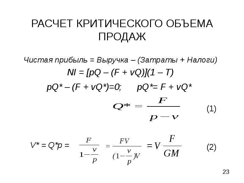 Критический объем формула