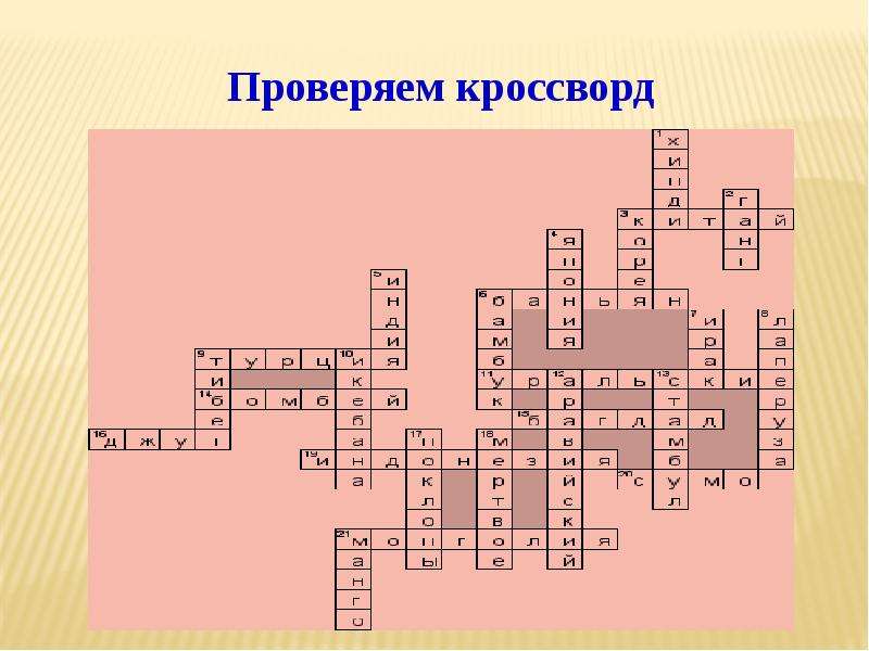 Западная Азия в век железа. Кроссворд с проверкой. Кроссворд проверь себя.